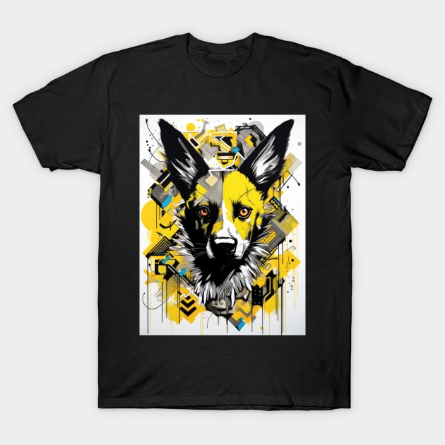 Cartoon African Wild Dog Graffiti #1 T-Shirt by Chromatic Fusion Studio